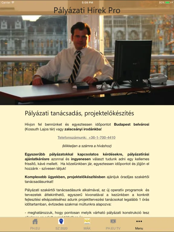 ภาพหน้าจอของ Pályázati Hírek Pro iPad 