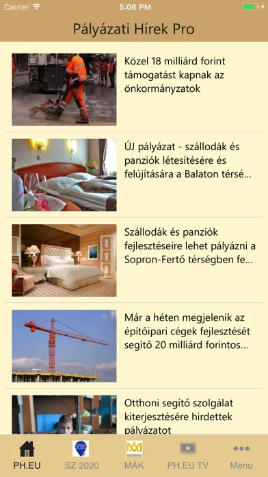 ภาพหน้าจอของ Pályázati Hírek Pro