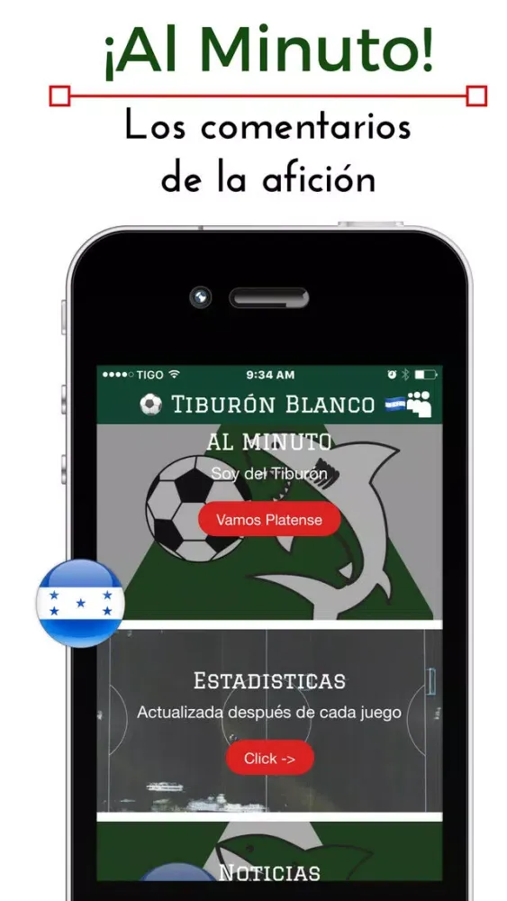 Capturas de tela do Tiburón Blanco - Fútbol de Honduras