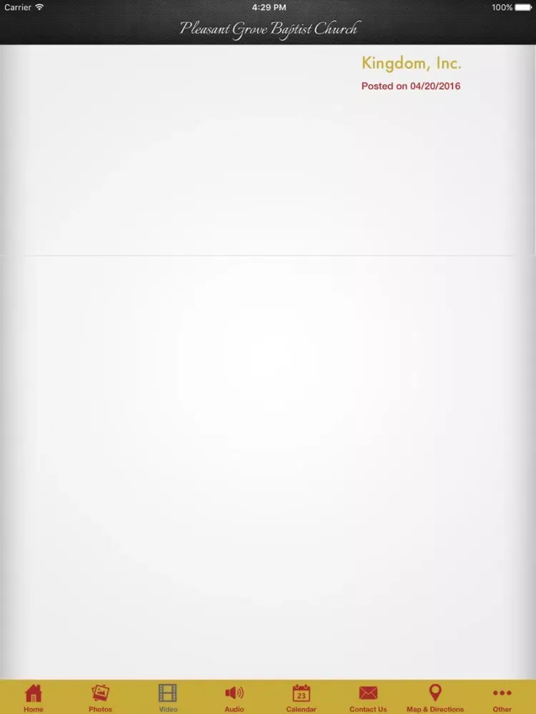 Tangkapan skrin Pleasant Grove Baptist Church iPad 