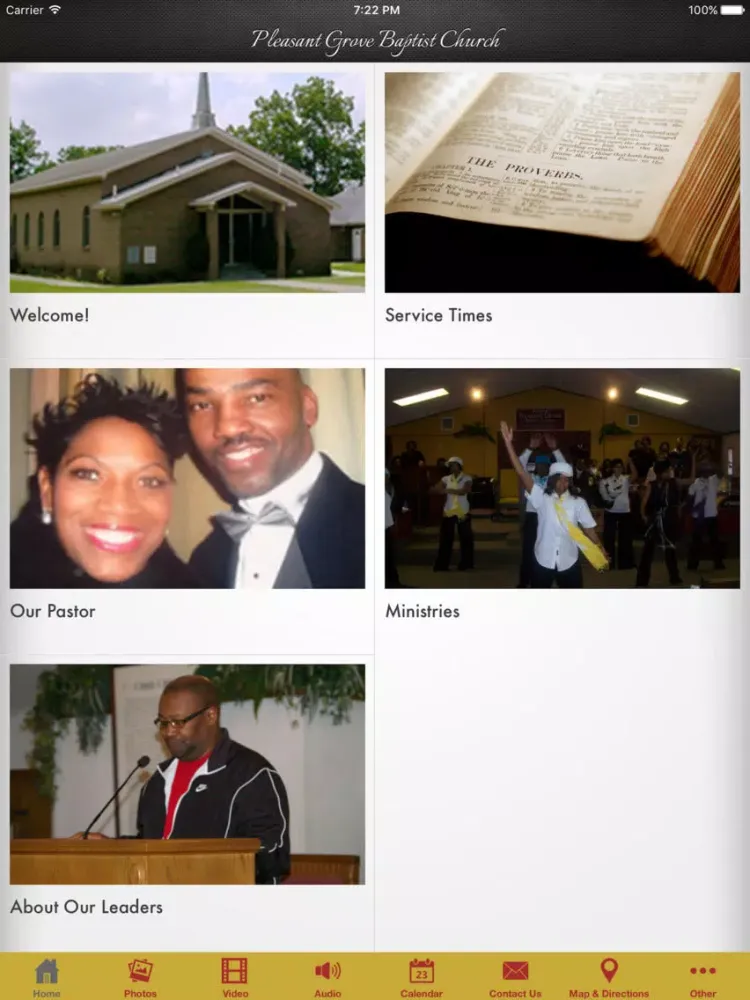 Tangkapan skrin Pleasant Grove Baptist Church iPad 