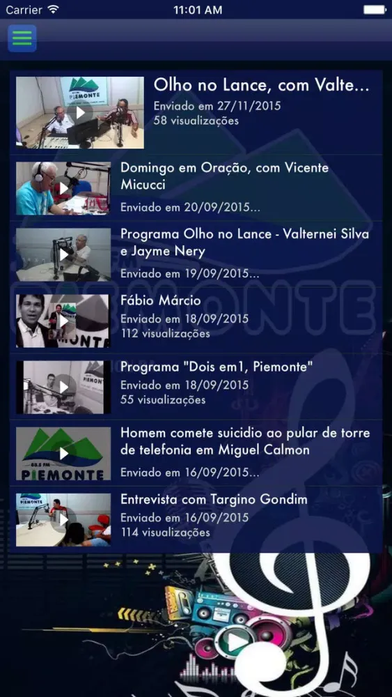 Capturas de tela do Radio Piemonte