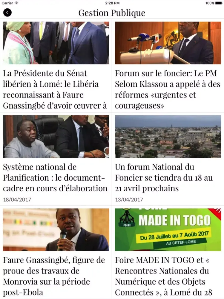 Capturas de tela do Togo Officiel iPad 