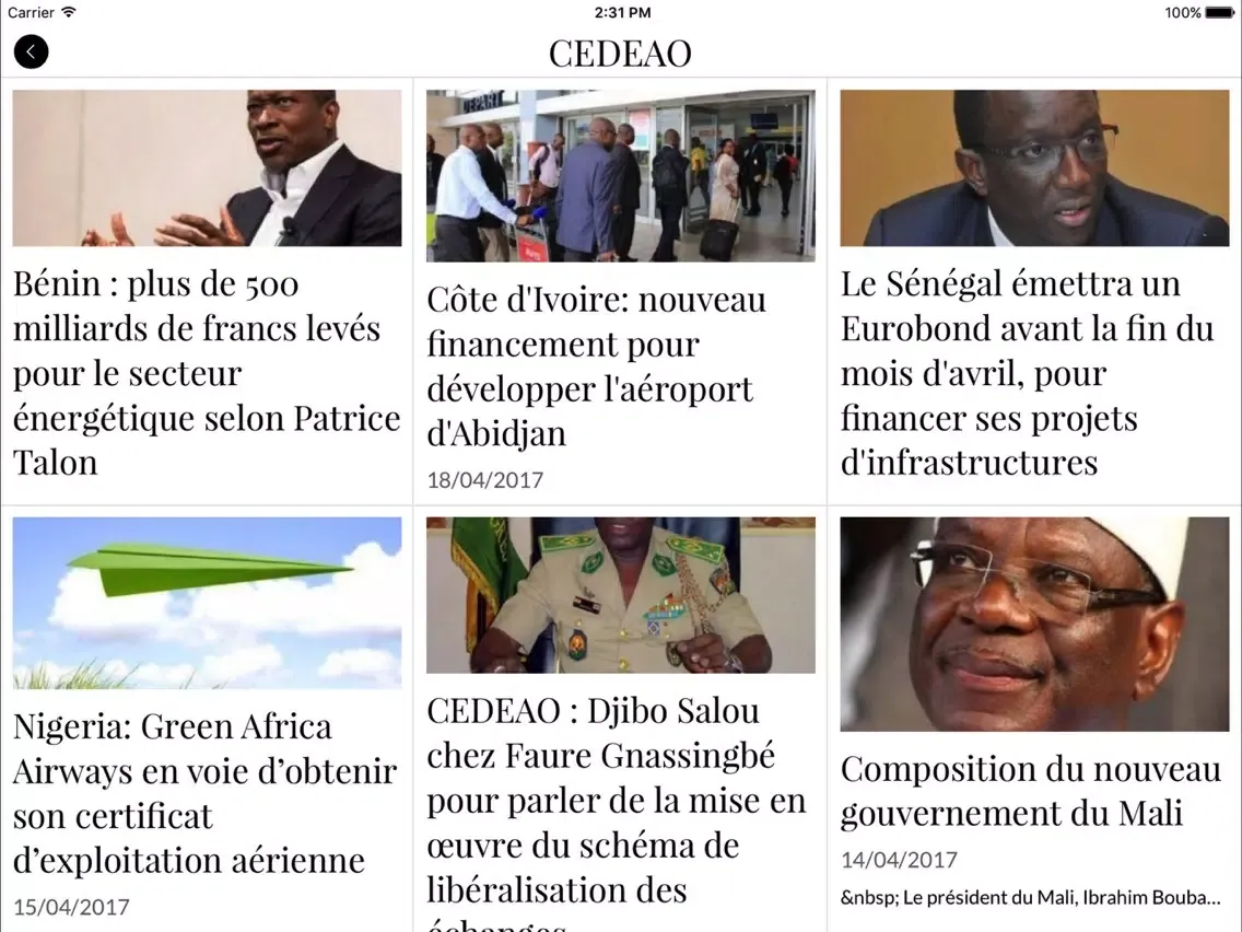 Capturas de tela do Togo Officiel iPad 