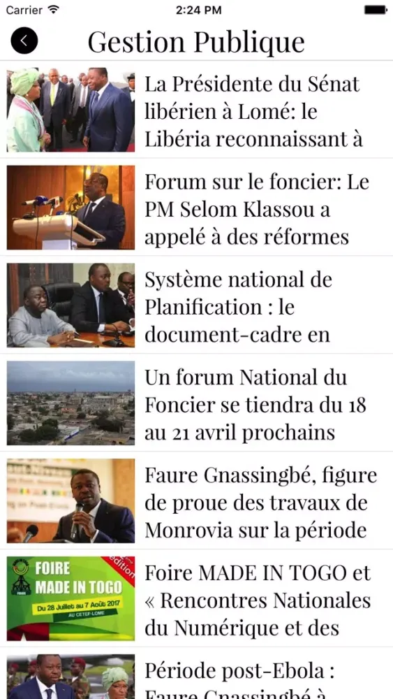 Capturas de tela do Togo Officiel