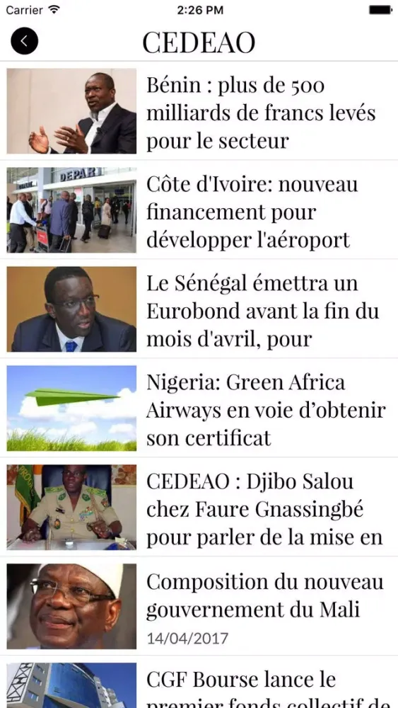 Capturas de tela do Togo Officiel