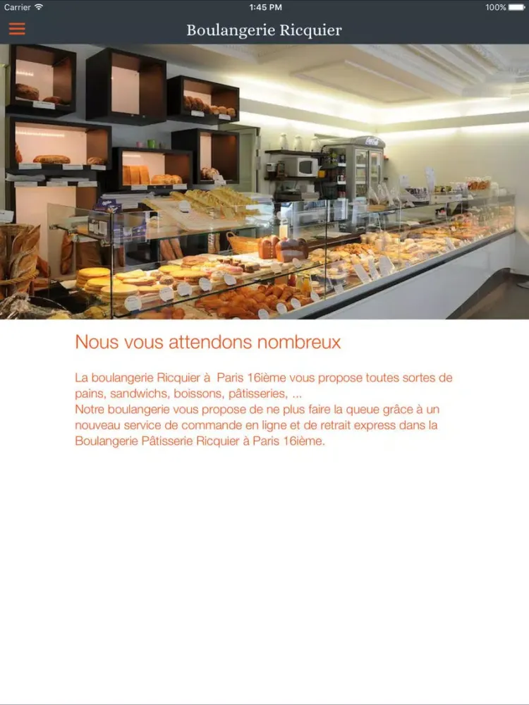 ภาพหน้าจอของ Boulangerie Ricquier iPad 