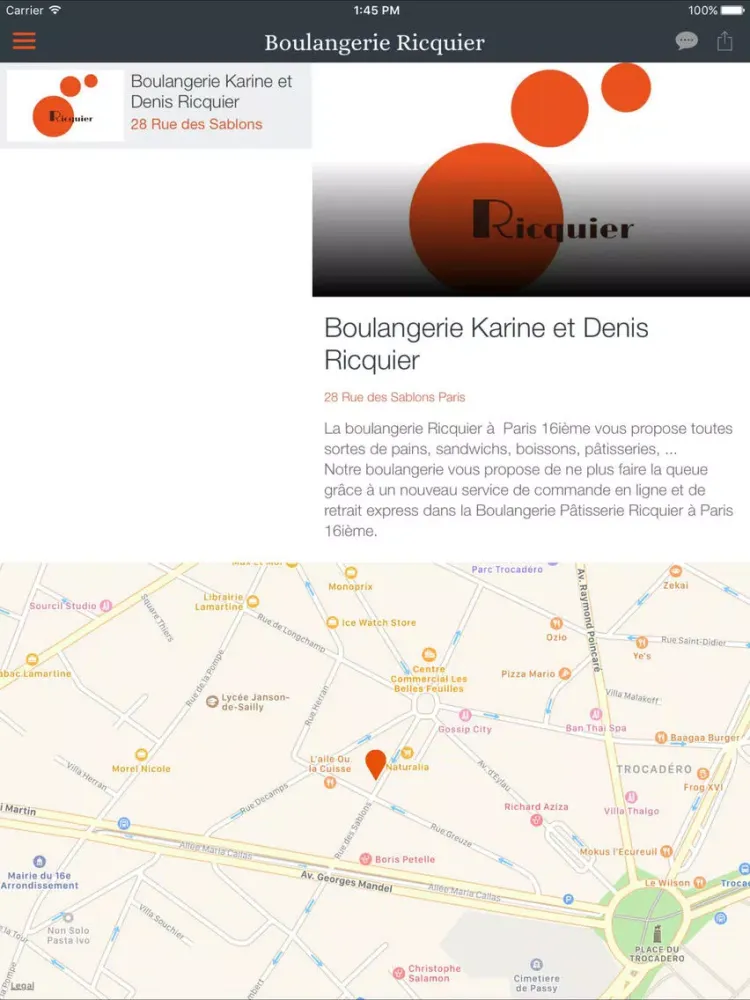 ภาพหน้าจอของ Boulangerie Ricquier iPad 
