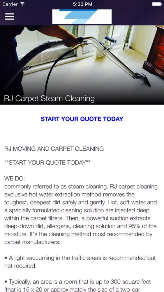 RJ Moving and Steam Cleaning Ekran Görüntüleri