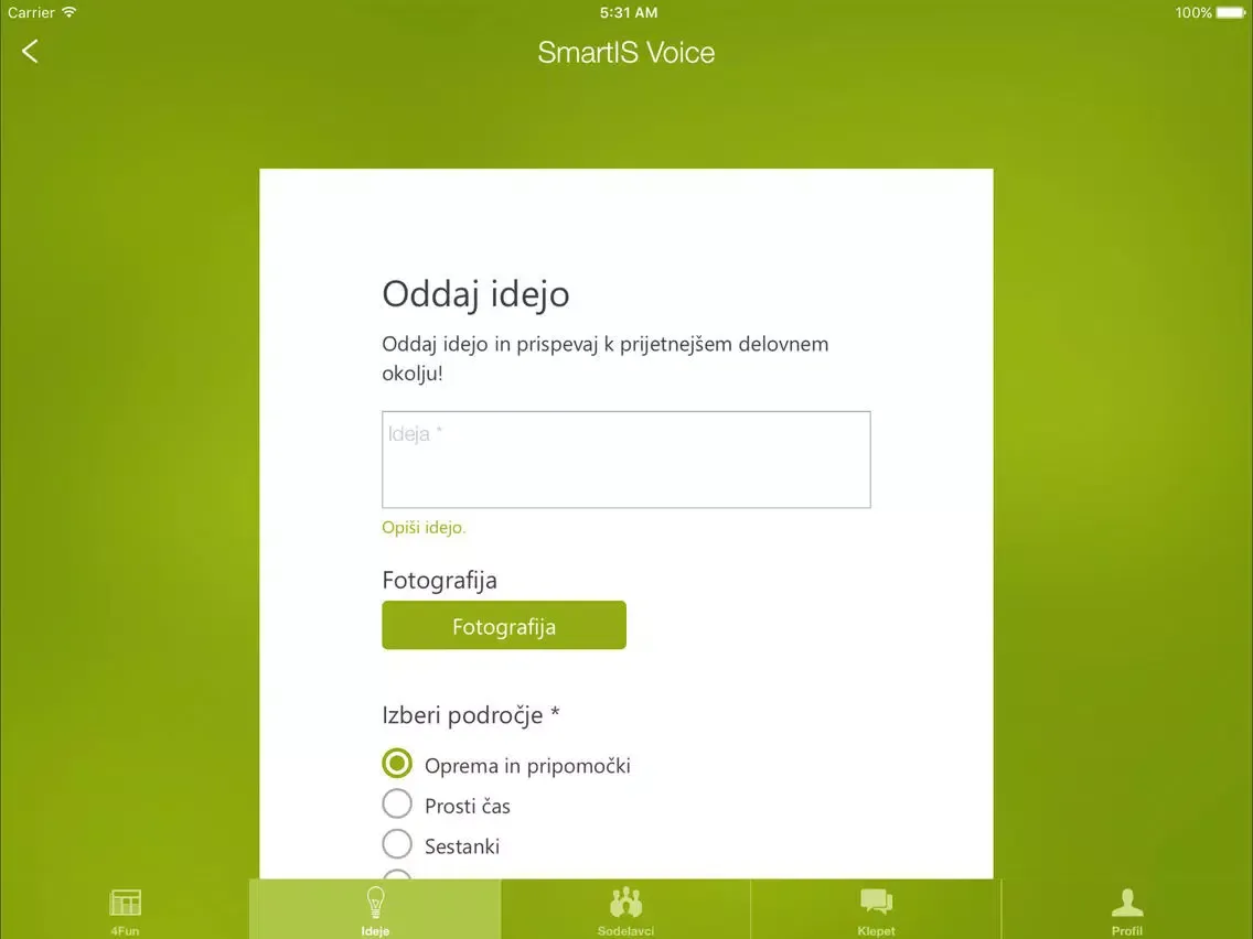 ภาพหน้าจอของ SmartIS sVoice iPad 