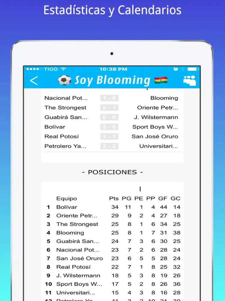 Capturas de tela do Soy Blooming - Futbol de Bolivia iPad 