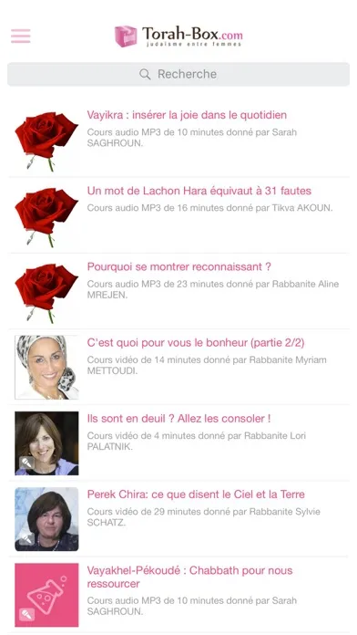Captures d'écran de Torah-Box entre Femmes