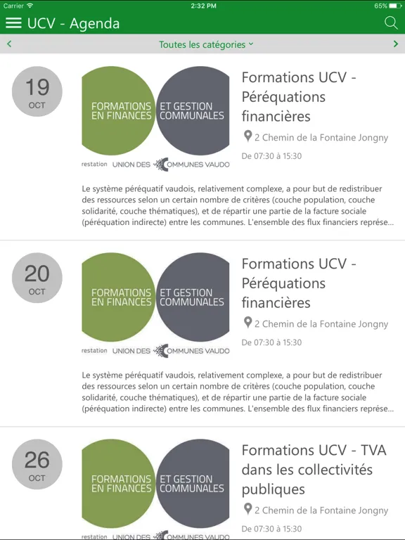 Captures d'écran de UCV iPad 