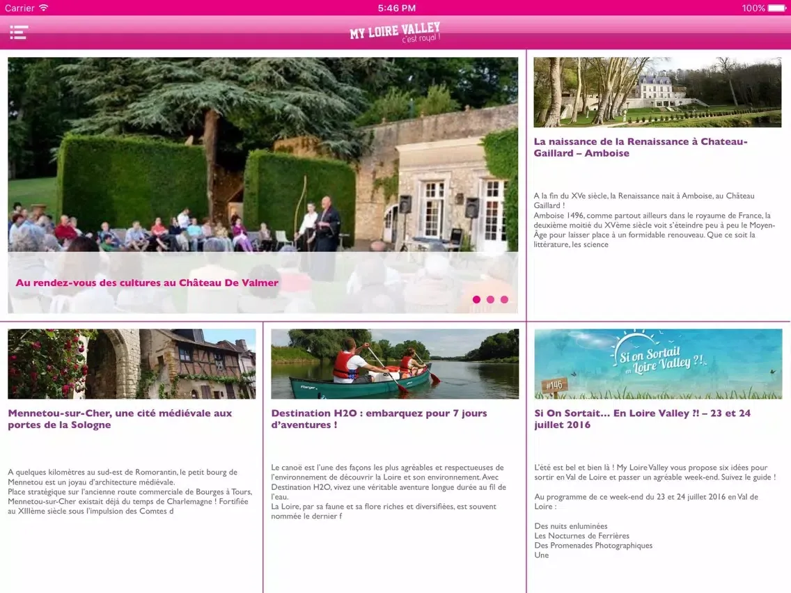 Capturas de tela do Val de Loire – Actualités, Tourisme, Loisirs, Châteaux, Gastronomie, Évènements, Sorties… iPad 