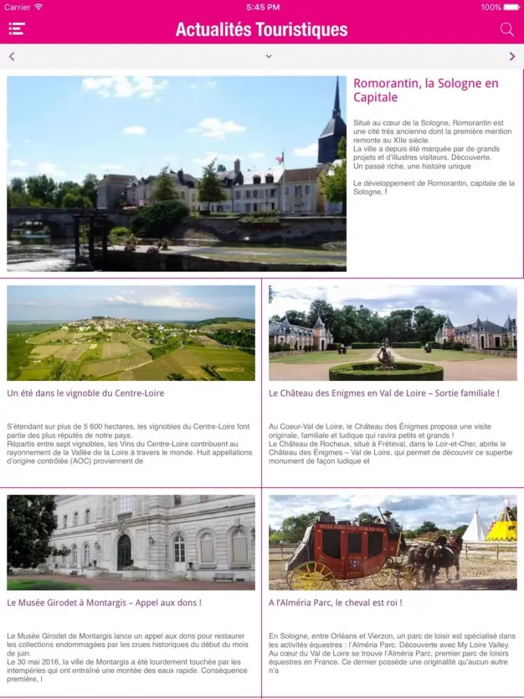 Capturas de tela do Val de Loire – Actualités, Tourisme, Loisirs, Châteaux, Gastronomie, Évènements, Sorties… iPad 