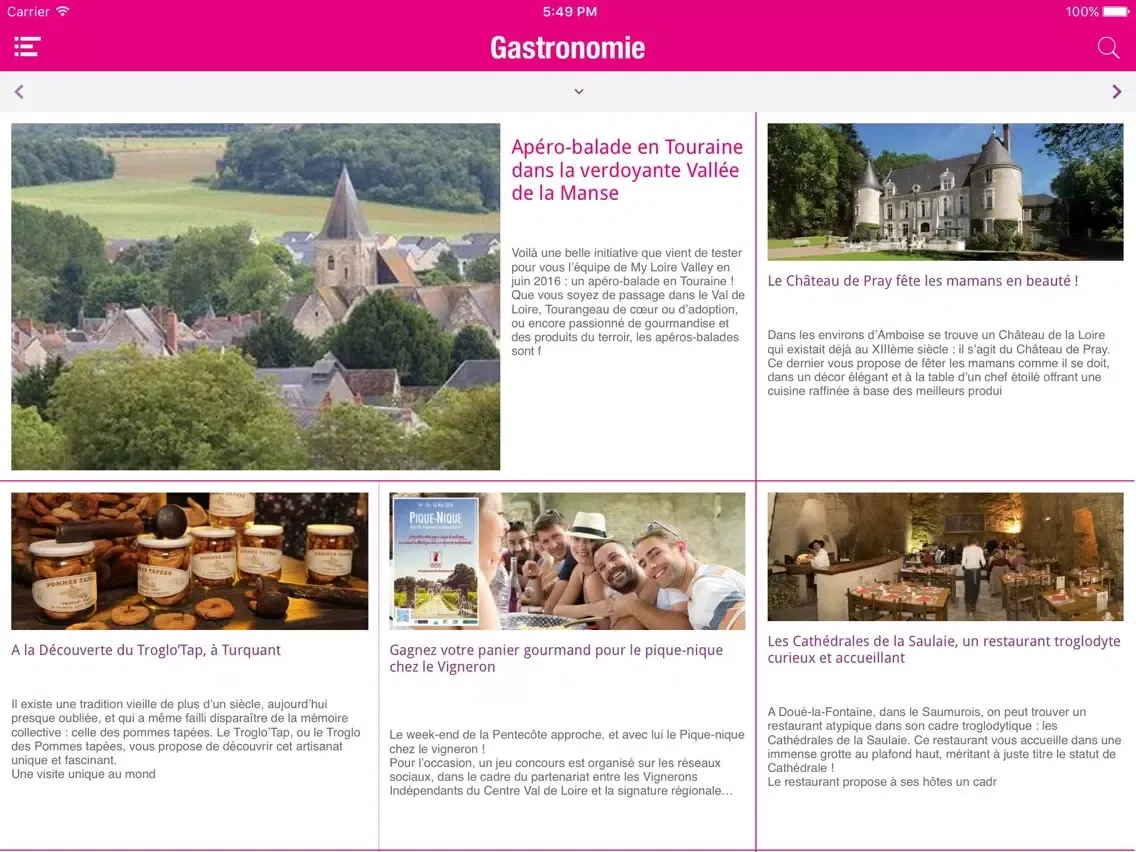 Capturas de tela do Val de Loire – Actualités, Tourisme, Loisirs, Châteaux, Gastronomie, Évènements, Sorties… iPad 