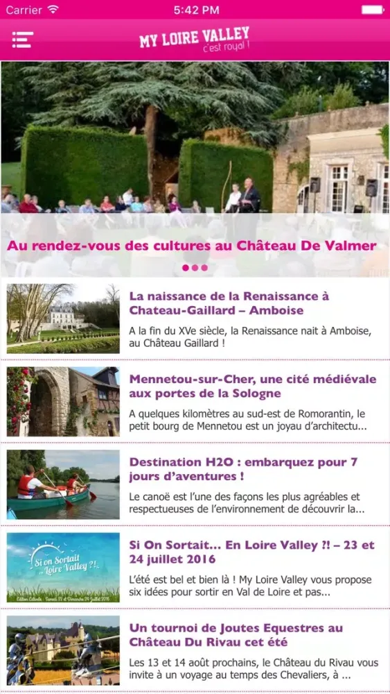 Capturas de tela do Val de Loire – Actualités, Tourisme, Loisirs, Châteaux, Gastronomie, Évènements, Sorties…