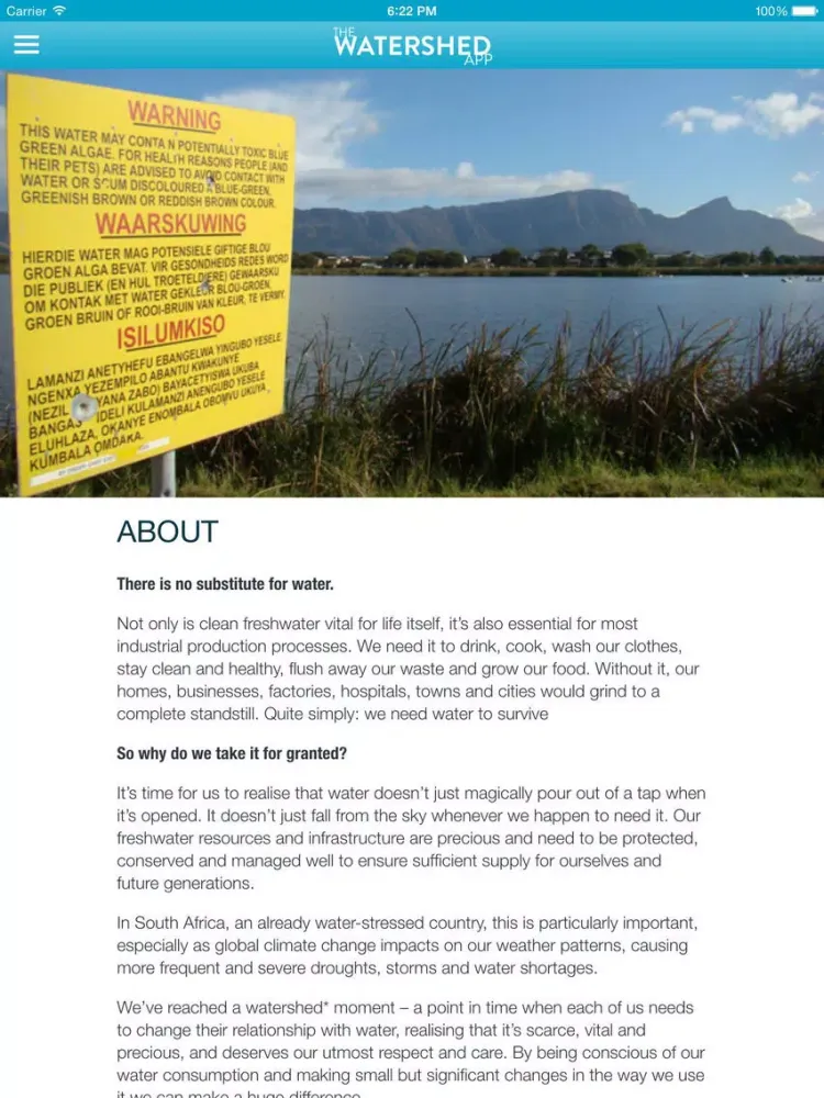 The Watershed App iPad 应用截图