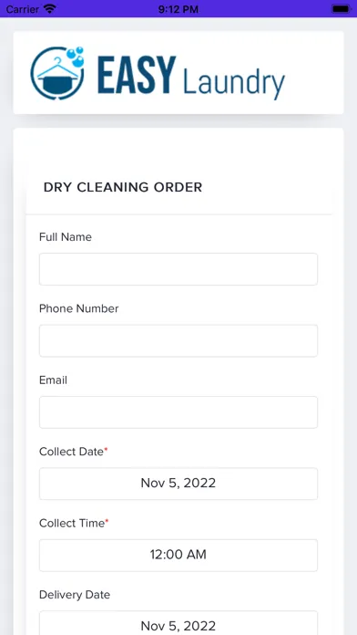 Tangkapan skrin Easy Laundry Service