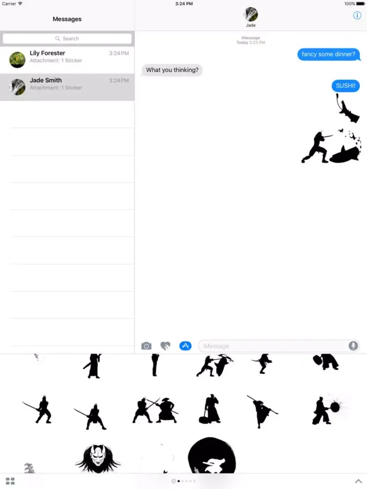 Black & White Bushido Stickers iPad  스크린샷