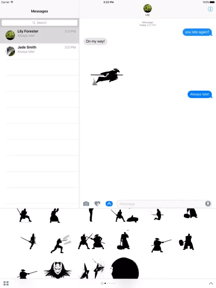 Black & White Bushido Stickers iPad  스크린샷
