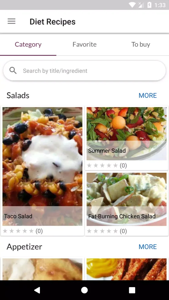 Capturas de tela do Diet Recipes