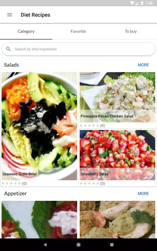 Capturas de tela do Diet Recipes