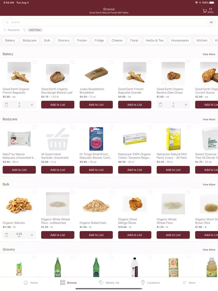 Скриншоты Good Earth Natural Foods iPad 