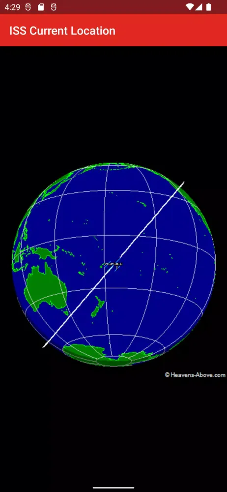 Tangkapan skrin ISS Locator