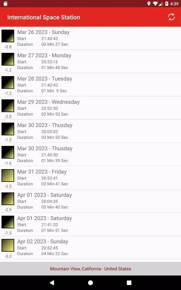 Tangkapan skrin ISS Locator