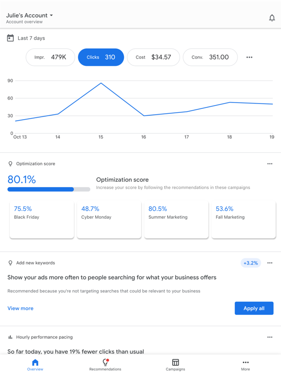 Google Ads iPad  Screenshots