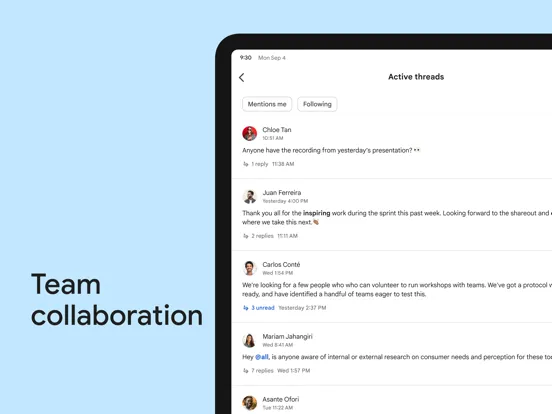 Google Chat iPad  Screenshots
