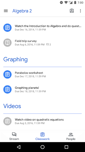 Google Classroom Screenshots