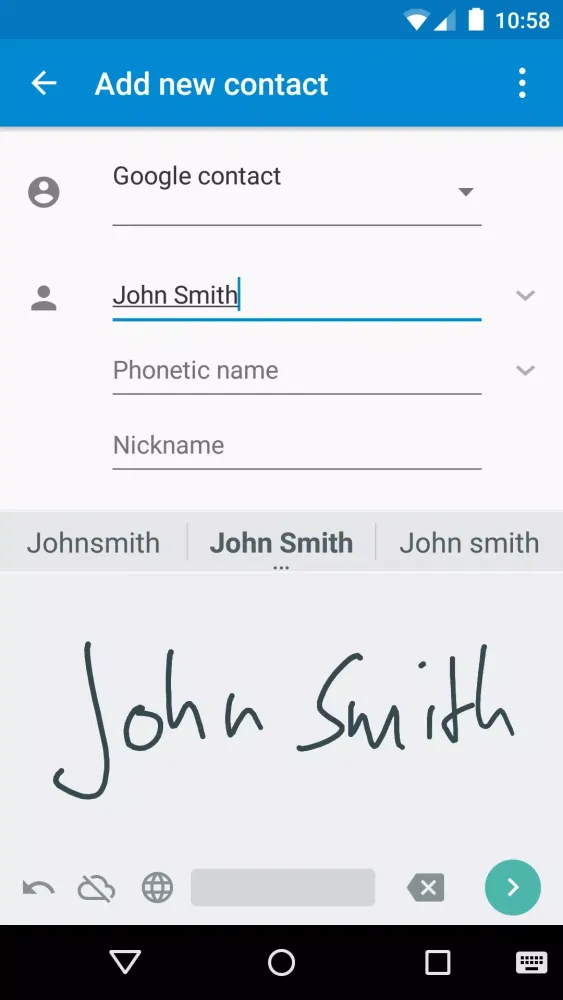 Ảnh chụp màn hình của Google Handwriting Input