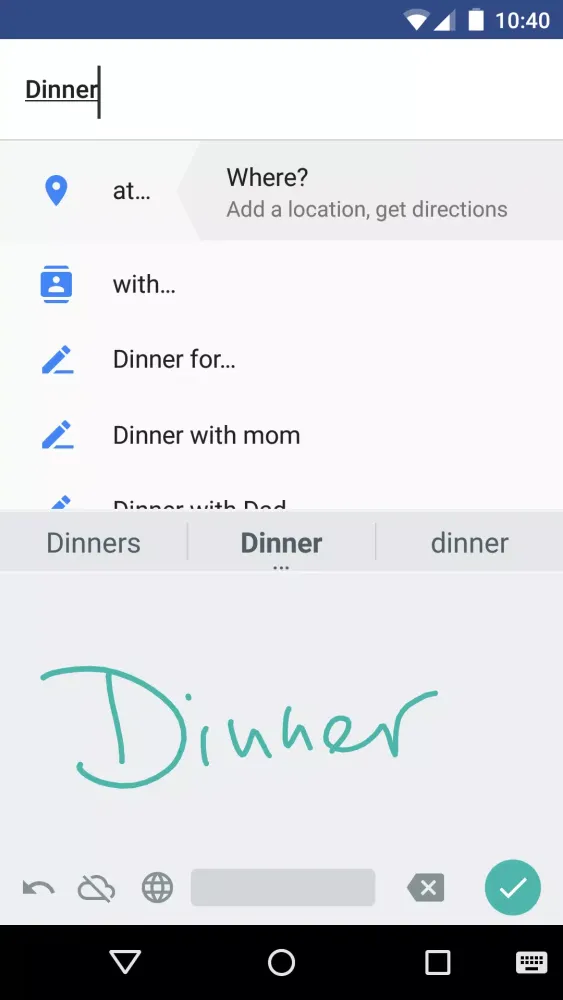 Ảnh chụp màn hình của Google Handwriting Input