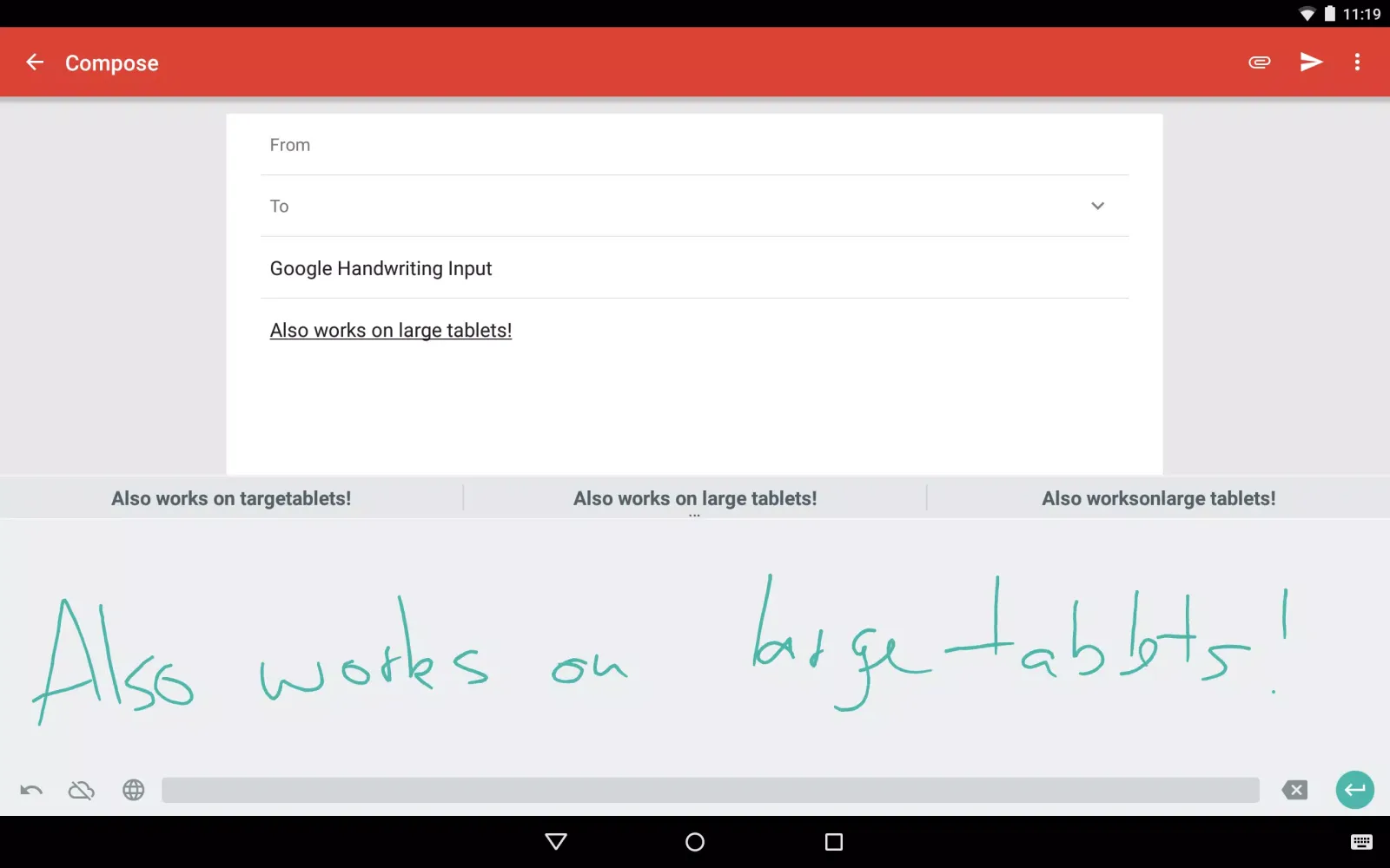 Ảnh chụp màn hình của Google Handwriting Input