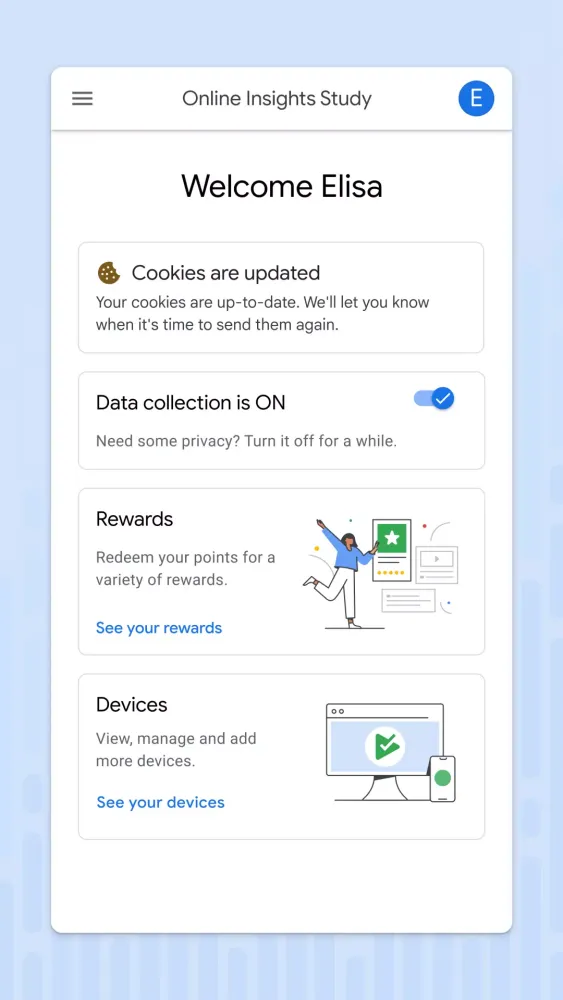 Online Insights Study Screenshots