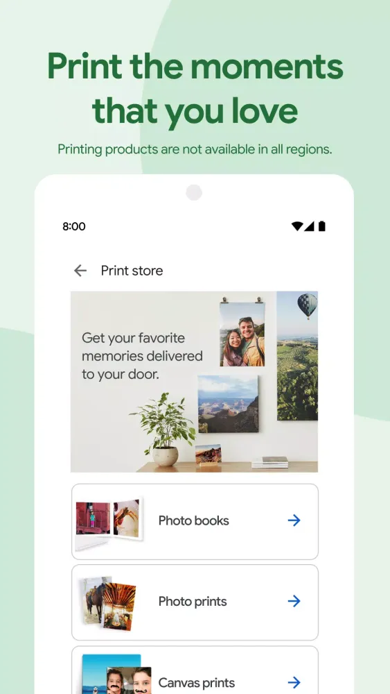 Capturas de tela do Google Photos