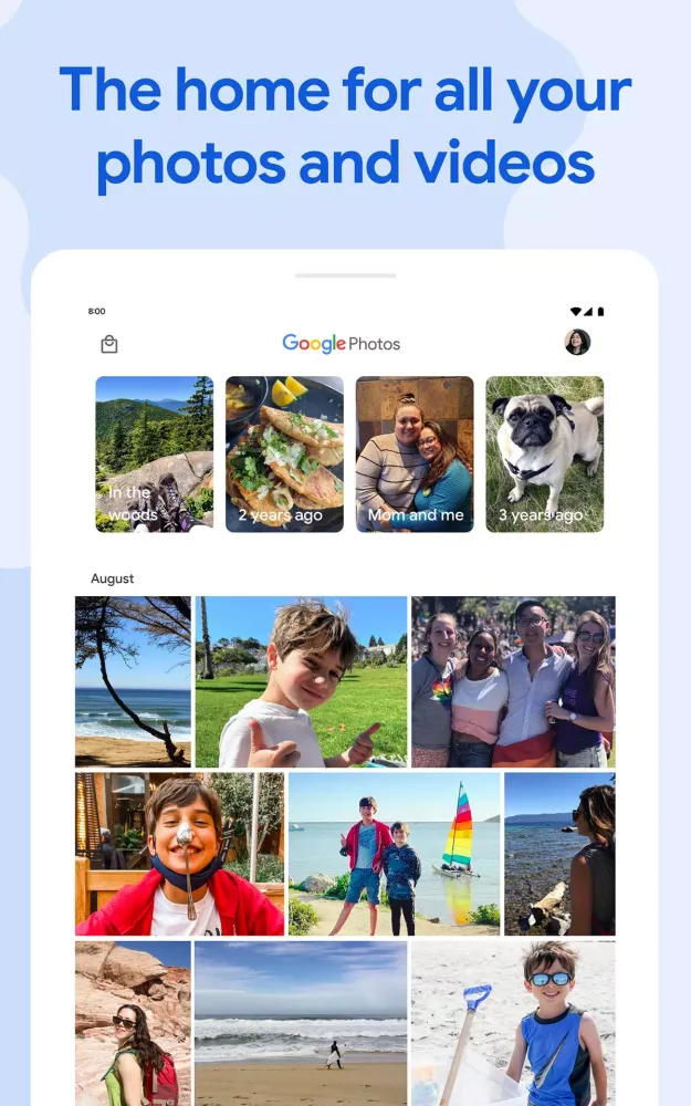 Capturas de tela do Google Photos