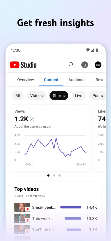 Screenshot di YouTube Studio