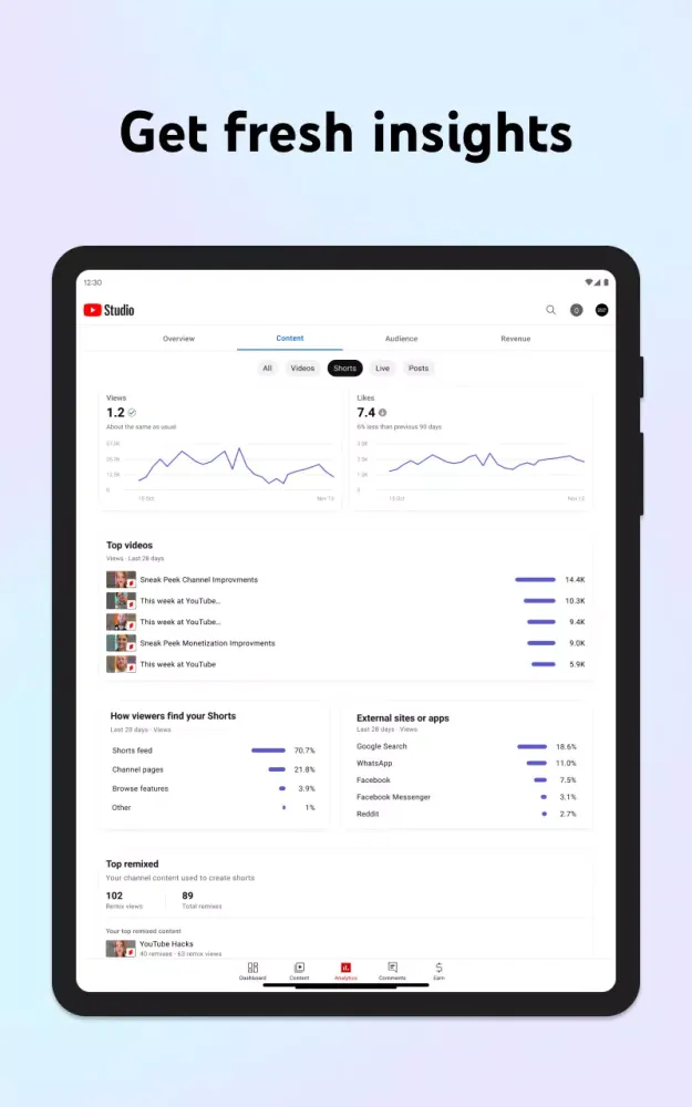 Screenshot di YouTube Studio