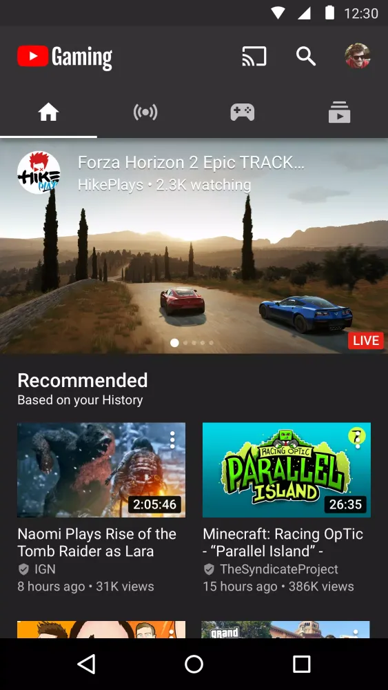YouTube Gaming スクリーンショット