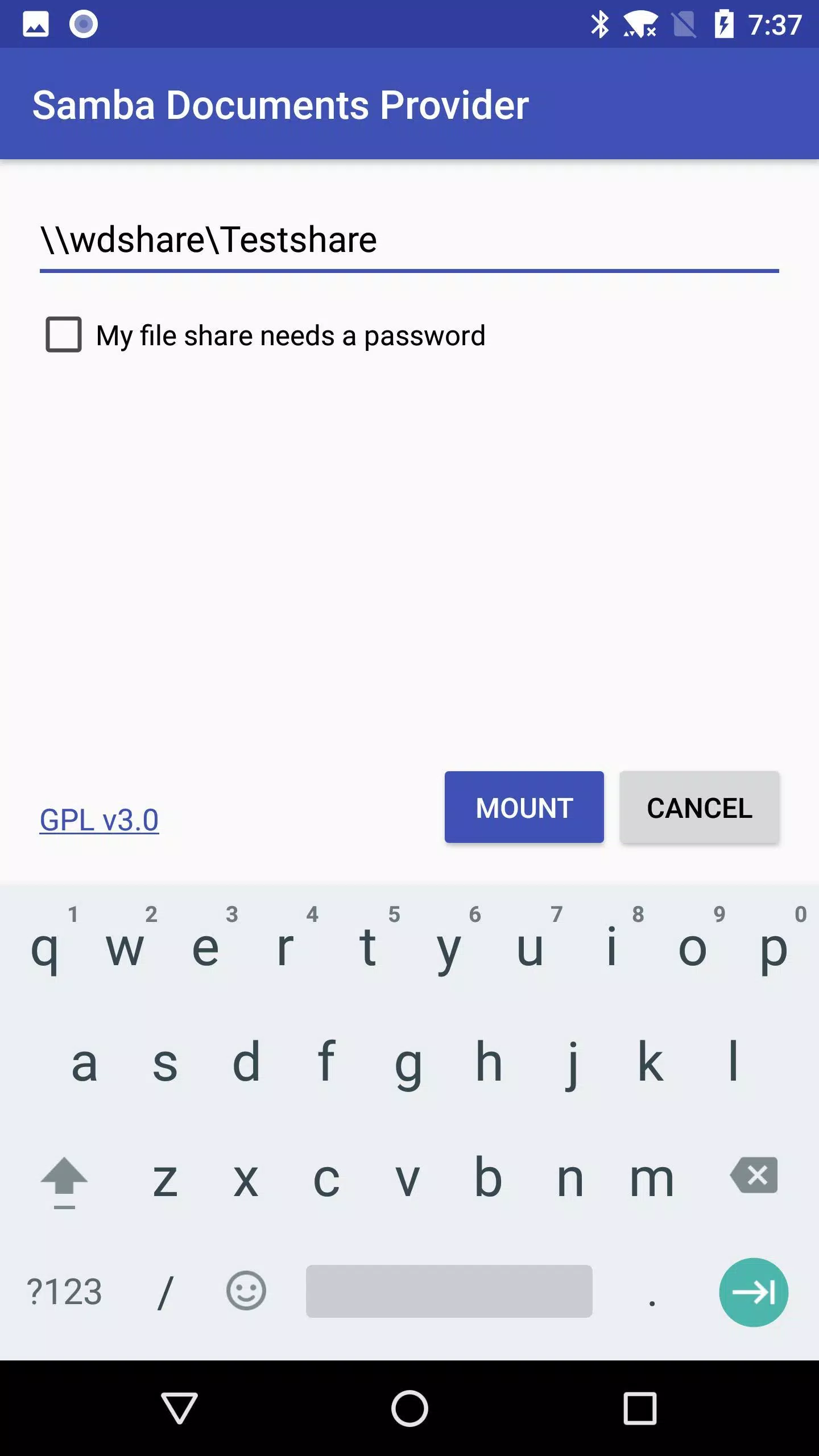 Tangkapan layar Android Samba Client