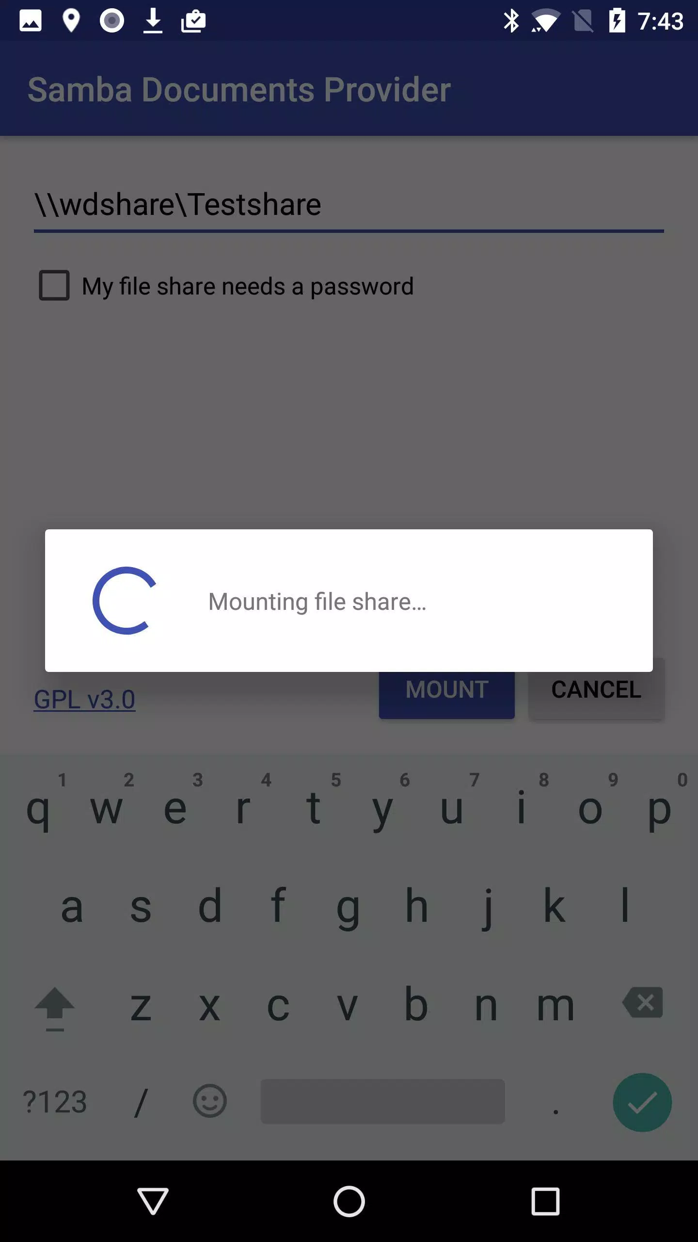 Tangkapan layar Android Samba Client
