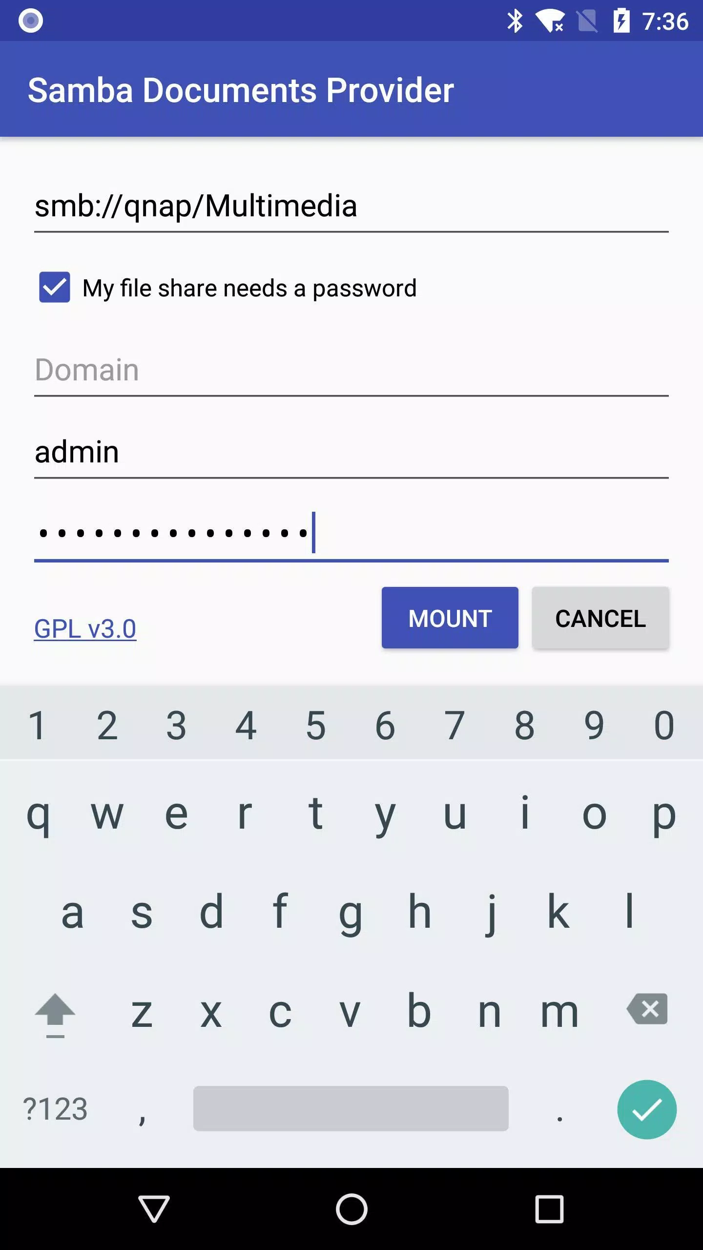 Tangkapan layar Android Samba Client