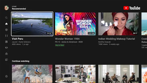 Captures d'écran de YouTube for Android TV