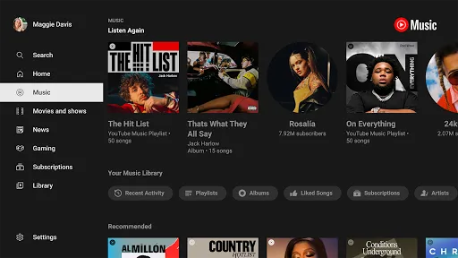 Captures d'écran de YouTube for Android TV
