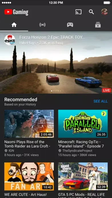 YouTube Gaming スクリーンショット