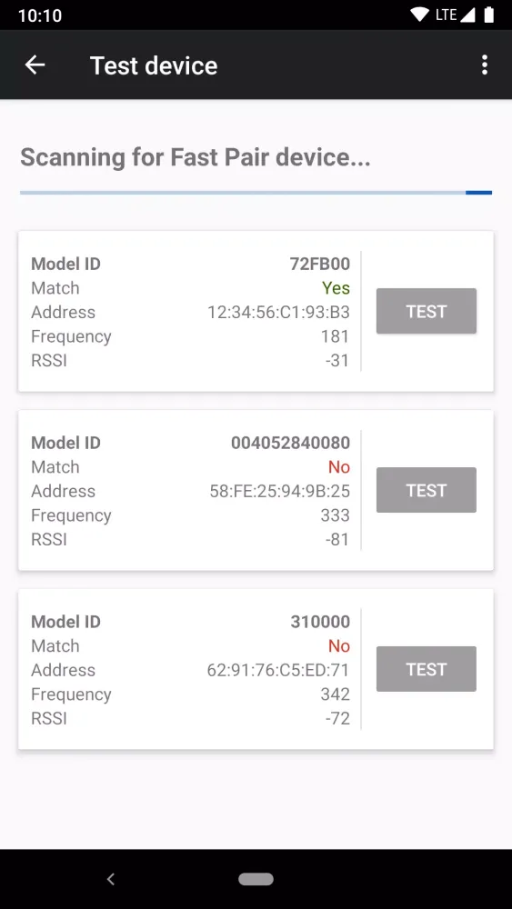 Fast Pair Validator Screenshots