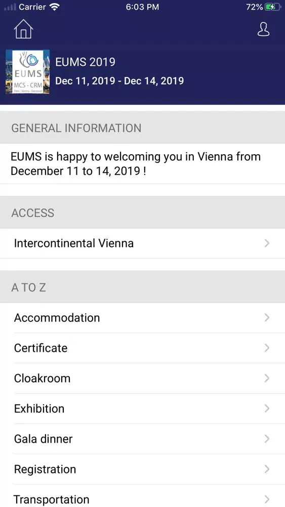 Screenshot di EUMS 2019
